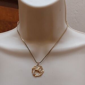 Vintage Gold Bird Pendant Necklace